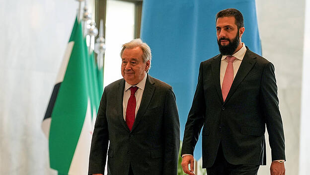 UN-Generalsekretär Antonio Guterres und Syriens Präsident Ahmed al-Sharaa