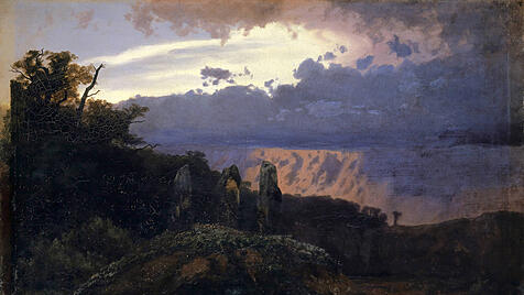 Mögen die Dämonen noch so rätselhaft oder gar unsichtbar sein, es gibt sie doch. Zumindest die Kunst der Romantik lässt ihre Gegenwart stets erahnen. Arnold Böcklin, Le Dolmen (1847).