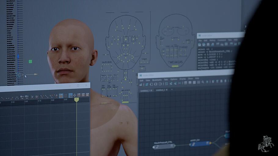 Am Computer entsteht mit grafischer und sonstiger Information ein Avatar der Person, die dadurch virtuell unsterblich werden soll.