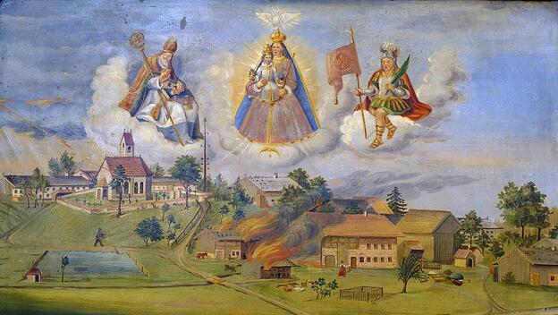 Votivbilder in der Wallfahrtskirche von Tuntenhausen spiegeln das Gottvertrauen und den lebendigen Glauben von heimischer Bevölkerung und Wallfahrern, die von überallher in die Gnadenkapelle kommen.