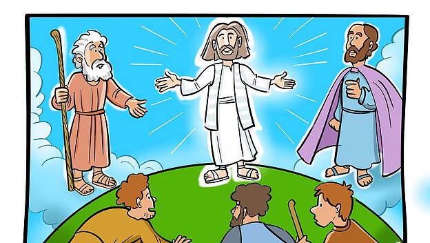 Mt 17,1-9: Die Verklärung Christi.