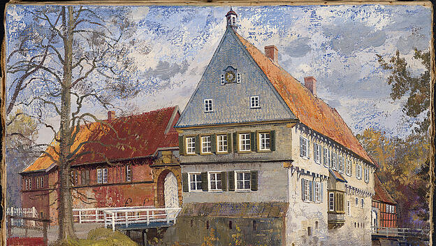 Burg Dinklage bedeutete für den Kardinal zeitlebens die lebendige Erinnerung an die geliebte, münsterländische Heimat. Gemälde des Grevener Malers Wilhelm Palmes.