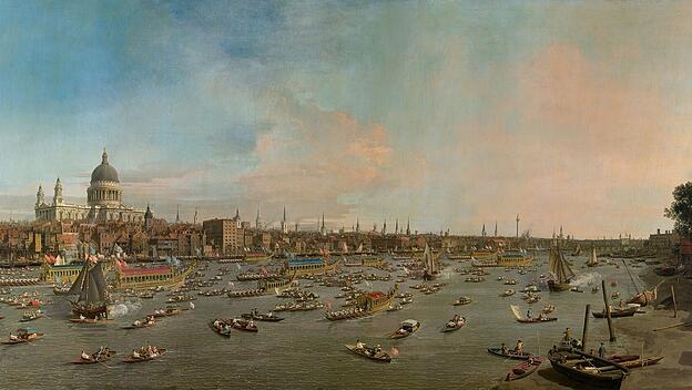 Canaletto behielt auch in London die Gewohnheit bei, stadtprägende Architektur hervorzuheben.
