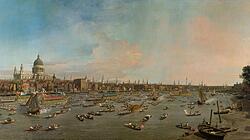 Canaletto behielt auch in London die Gewohnheit bei, stadtprägende Architektur hervorzuheben.
