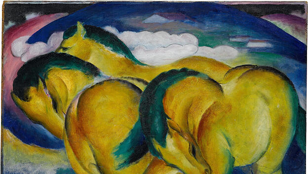 Franz Marcs kleine gelbe Pferde (1911): Beim Zeichnen orientierte er sich an Kreisen und setzte damit auf Vereinfachung und Geometrisierung.